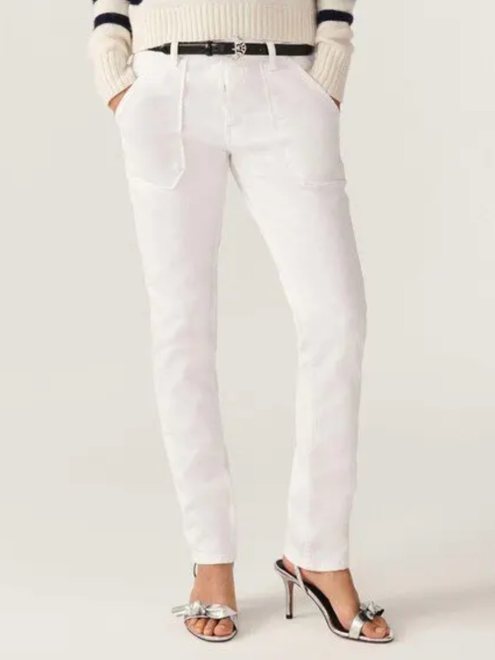 ba&sh White Ecru Cotton Blend Denim Sally Jeans Pants Sz. 8